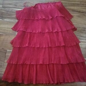 Red Layered Pleated Dress